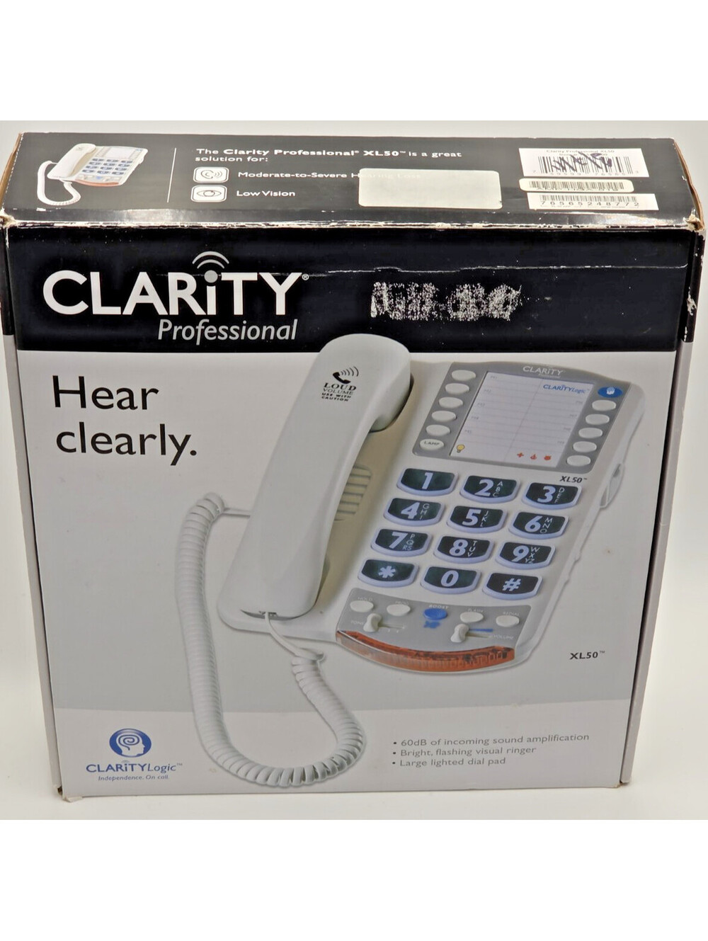 Clarity XL50 60dB Amplified Large Button Corded Phone Tested w Box